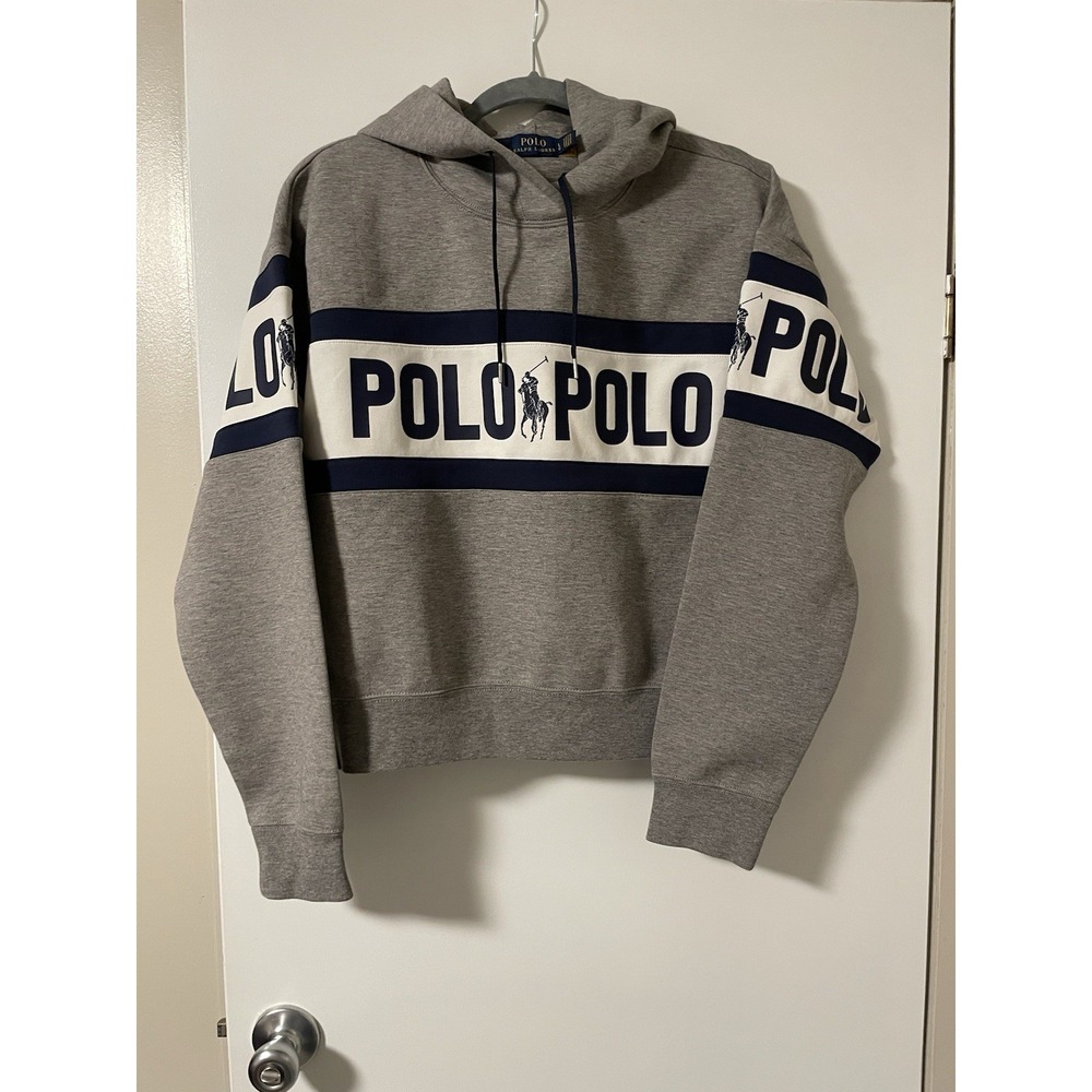 Polo Ralph Lauren Over Sized Gray Hoodie - Cropped Length -  Women's Size Large